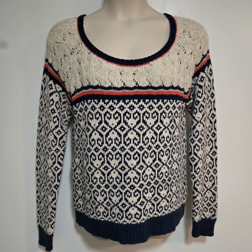 American Eagle Outfitters‎ XL Fair Isle Scoop Neck Wool Blend Patriotic Sweater